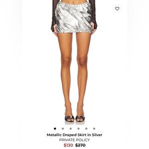 Metallic Draped Mini Skirt in Silver